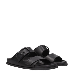 Elegante Leder-Hausschuhe in Schwarz