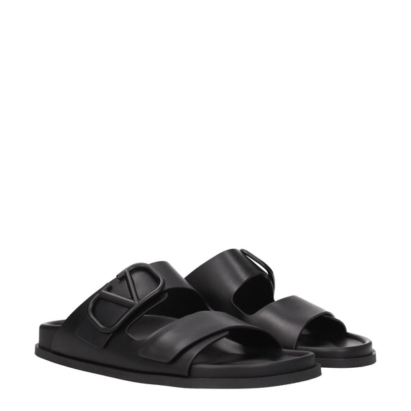 Elegante Leder-Hausschuhe in Schwarz