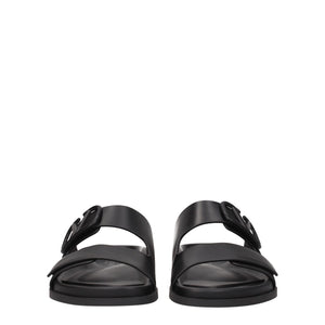 Elegante Leder-Hausschuhe in Schwarz