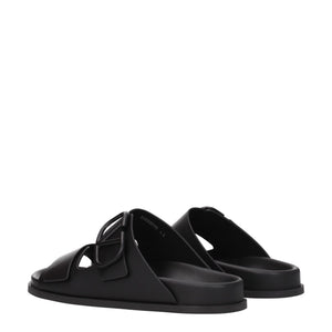 Elegante Leder-Hausschuhe in Schwarz