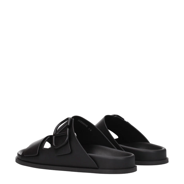 Elegante Leder-Hausschuhe in Schwarz