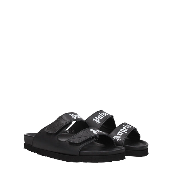 Flache Sandalen aus schwarzem Leder