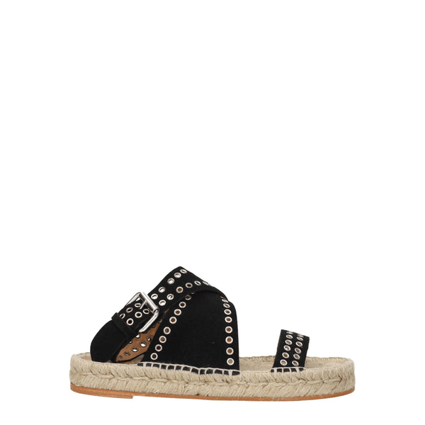 Flache Sandalen aus schwarzem Leder