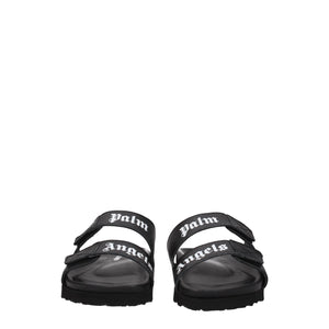 Flache Sandalen aus schwarzem Leder