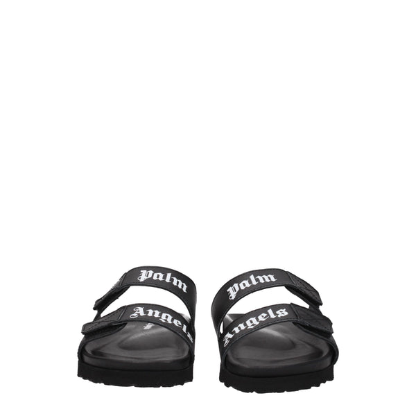 Flache Sandalen aus schwarzem Leder