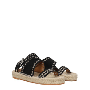 Flache Sandalen aus schwarzem Leder