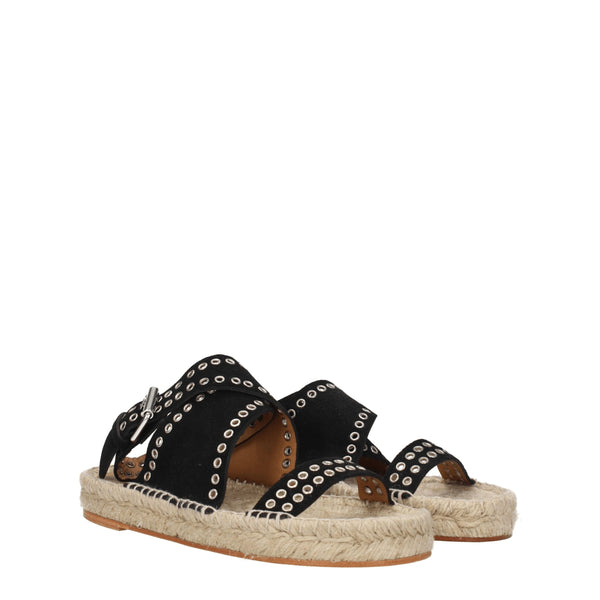 Flache Sandalen aus schwarzem Leder