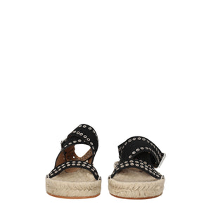 Flache Sandalen aus schwarzem Leder