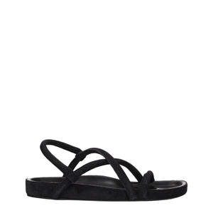 Flache Sandalen aus schwarzem Leder