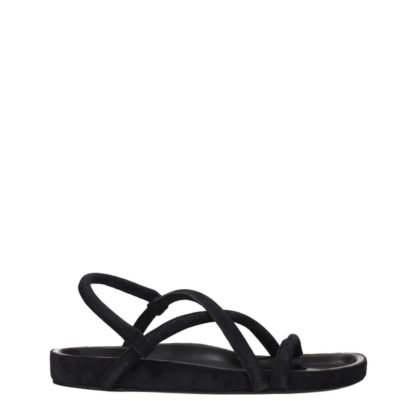Flache Sandalen aus schwarzem Leder