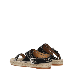 Flache Sandalen aus schwarzem Leder
