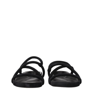 Flache Sandalen aus schwarzem Leder