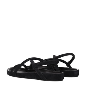 Flache Sandalen aus schwarzem Leder