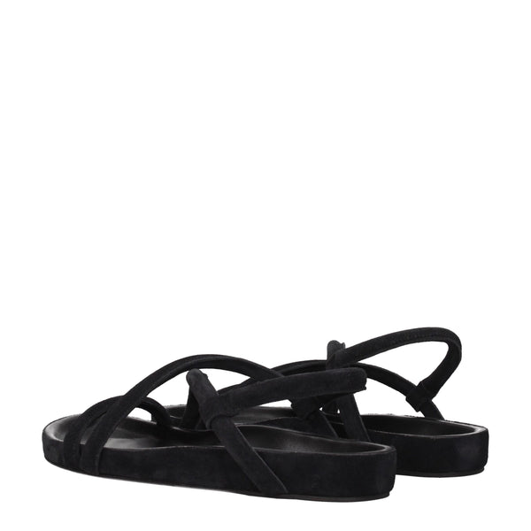 Flache Sandalen aus schwarzem Leder