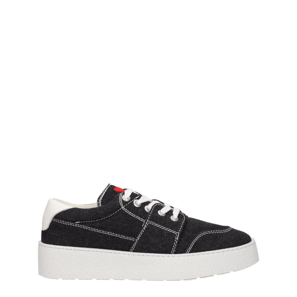 Schwarze Stoff-Sneaker mit niedrigem Schaft
