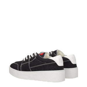 Schwarze Stoff-Sneaker mit niedrigem Schaft