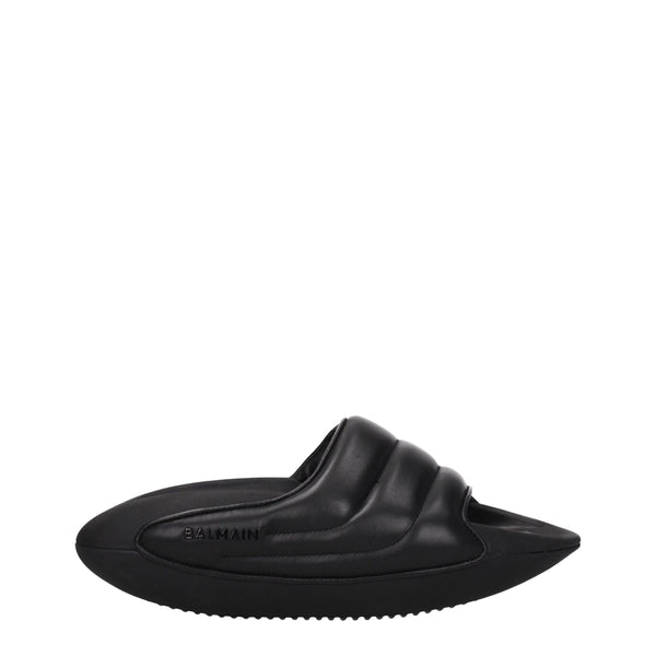 Elegante Leder-Hausschuhe in Schwarz