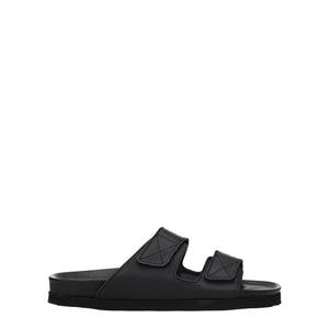 Elegante Leder-Hausschuhe in Schwarz