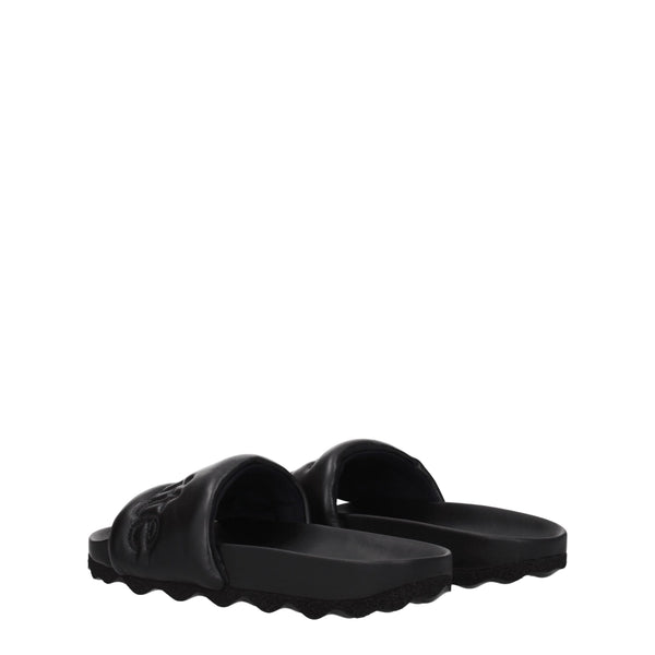 Elegante Leder-Hausschuhe in Schwarz