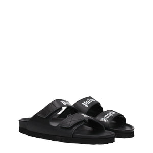 Elegante Leder-Hausschuhe in Schwarz
