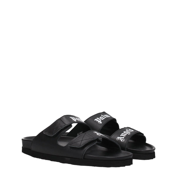Elegante Leder-Hausschuhe in Schwarz