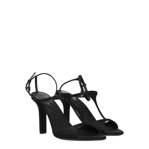 Schwarze Satin-Stilettosandalen