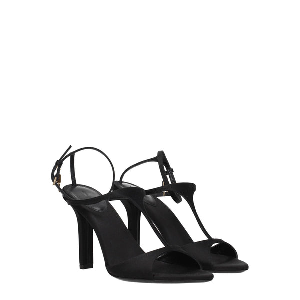 Schwarze Satin-Stilettosandalen