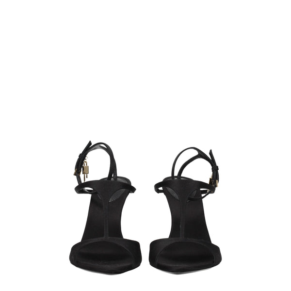 Schwarze Satin-Stilettosandalen