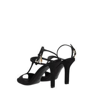 Schwarze Satin-Stilettosandalen