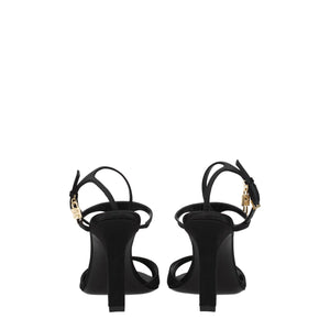 Schwarze Satin-Stilettosandalen