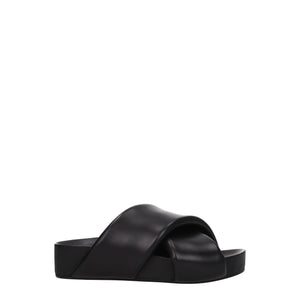 Elegante Leder-Hausschuhe in Schwarz