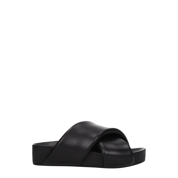 Elegante Leder-Hausschuhe in Schwarz