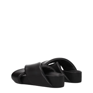 Elegante Leder-Hausschuhe in Schwarz