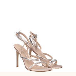 Pinke Satin-Stilettosandalen