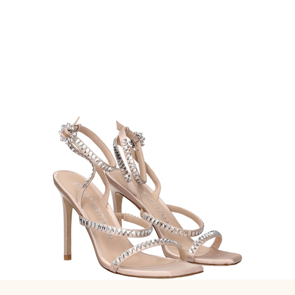Pinke Satin-Stilettosandalen