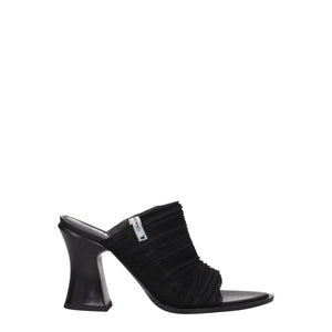 Schwarze Stoff-Plateausandalen