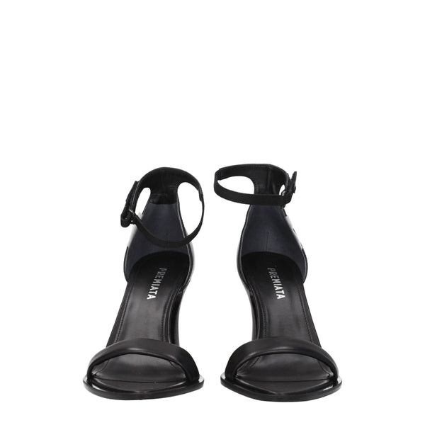 Schwarze Ledersandalen