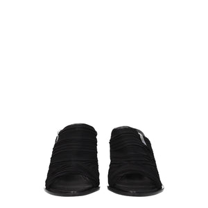 Schwarze Stoff-Plateausandalen