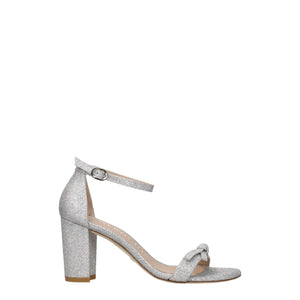 Elegante Graue Stoff-Plateausandalen
