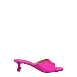 Pinke Satin Sandalen mit Stilettoabsatz