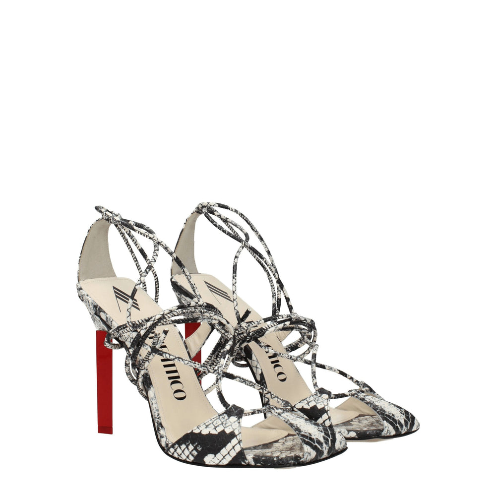 Weiße Leder-Stilettosandalen