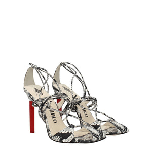 Weiße Leder-Stilettosandalen