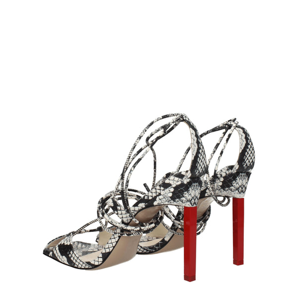 Weiße Leder-Stilettosandalen