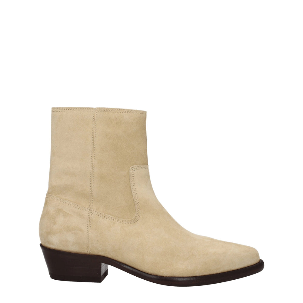 Beige Lederstiefeletten