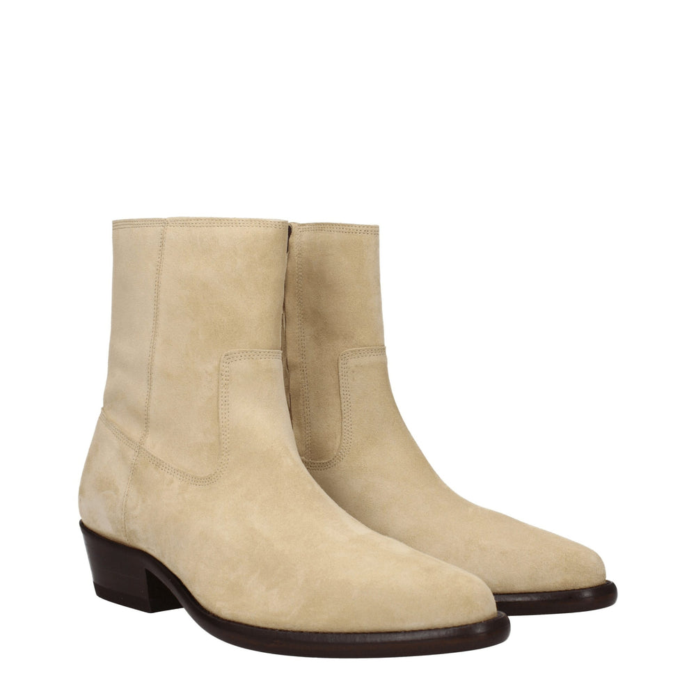 Beige Lederstiefeletten