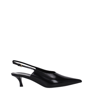 Schwarze Leder Pumps mit mittlerem Absatz