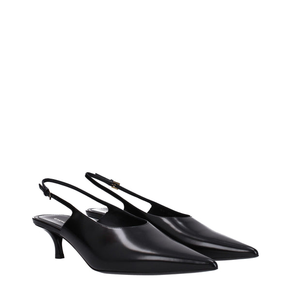 Schwarze Leder Pumps mit mittlerem Absatz