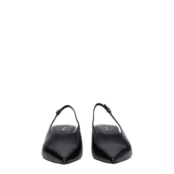Schwarze Leder Pumps mit mittlerem Absatz