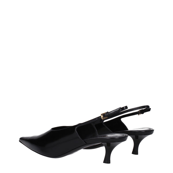 Schwarze Leder Pumps mit mittlerem Absatz