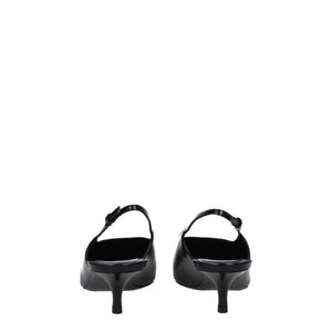 Schwarze Leder Pumps mit mittlerem Absatz